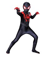 Halloween Kids Superhero Cosplay Costume Full Bodysuit Pretend Play Jumpsuit Spandex Suit (Miles, Kids-S (Height：43-46Inch))