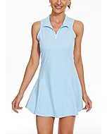 JGS1996 Tennis Golf Dress with Shorts Underneath & Pockets Polo Sleeveless Exercise Workout Athletic Dresses for Women