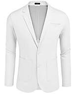 COOFANDY Men's Casual Linen Sport Coat Lightweight Travel Blazer Modern Suit Jacket White