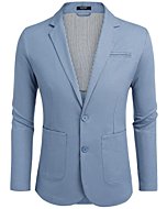 COOFANDY Men's Casual Linen Sport Coat Lightweight Travel Blazer Modern Suit Jacket Blue