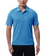 Gopune Men's Short Sleeve Polo Shirts Quick Dry Outdoor Regular Fit Golf Shirts with Pocket Blue,M