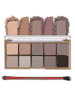 Erinde 10 Colors Eyeshadow Palette, Smooth Matte Shimmer Nude Eye Shadow, Long Lasting, Ultra-Blendable, Naturing-Looking, Neutral Naked Eyeshadow Palette with Brush, Great for Travel, 04(10g)