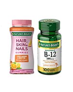 Nature's Bounty Hair, Skin & Nails Gummies with Biotin and Collagen and Vitamin B12 Energy Health 500mcg.