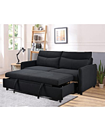 THSUPER Convertible Queen Sleeper Sofa Bed, 75'' Loveseat Pull Out Couch for Living Room - Black