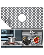 Sink Protector for Kitchen Sink,24.5''x12.9'' Silicone Sink Mat Grid Accessory for kitchen sink with Center Hole Nonslip Heat Resistant for Bottom of Farmhouse Stainless Steel Porcelain Sink