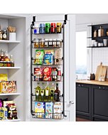 Over the Door Pantry Organizer, Heavy-Duty Metal Over the Door Organizer, 6-Tier Pantry Door Organizer for Easy Install, D4.65xW18xH50inch Pantry Door Storage, Black