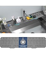 24" Kitchen Sink Faucet Splash Guard Plus Size Silicone Sink Faucet Drying Mat Faucet Handle Drip Catcher Tray Dish Sponge Holder Kitchen Sink Accessories Protector Home Organization Gadgets Organizer