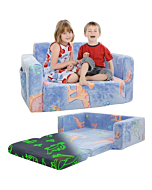 Extra wide kids couch with comfortable seating for playtime fun.