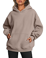 Trendy Queen Womens Oversized Hoodies Fleece Sweatshirts Long Sleeve Sweaters Pullover Fall Outfits CoffeeGrey XS