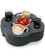 HEALSTOK Couch Cup Holder Pillow, Sofa Organizer Caddy Bed Refreshment Tray for Drinks, Remotes, Phones, Snacks (Grey)