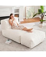 Homguava Bean Bag Chairs Lounger Chair Large Beanbag Chair for Adults Bean Bag Sofa with Memory Filled for Bedroom, Living Room or Balcony (White, Large)