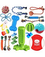 KIPRITII Dog Chew Toys for Puppy - 20 Pack Puppies Teething Chew Toys for Boredom, Pet Dog Toothbrush Chew Toys with Rope Toys, Treat Balls and Dog Squeaky Toy for Puppy and Small Dogs