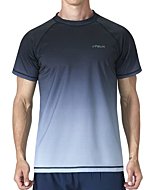 Mens Swim Shirts UPF 50+ Sun Protection Quick Dry SPF Rash Guard Outdoor Beach Fishing T Shirts(Short Sleeve GradientBlack,M)