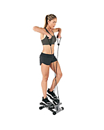 Sunny Health & Fitness Mini Stepper with Resistance Bands, Black