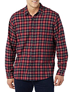 Amazon Essentials Men's Long-Sleeve Flannel Shirt (Available in Big & Tall), Dark Red, Plaid, Large