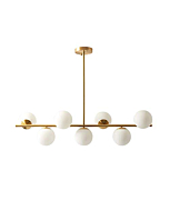 KCO Lighting Modern Gold Chandelier with White Globe Sputnik Chandelier Pendant Light Frosted Globe Glass Adjustable Hanging Ceiling Light for Dining Room Living Room Kitchen (Gold)