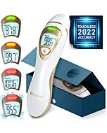 IPROVEN No-Touch Forehead Thermometer for Adults, Kids, Babies [Superior Accuracy, Upgraded Fever Alarm, Quiet Vibration Alerts] Digital Infrared Baby Thermometer with Ear Mode, Hypothermia Alarm