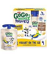 GoGo squeeZ yogurtZ Banana, 3 oz. (4 Pouches) - Kids Snacks Made from Real Yogurt & Fruit - Pantry Friendly Snack, No Fridge Needed - No Preservatives - Kosher Certified - Gluten Free Snacks for Kids