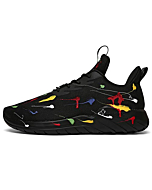 Soulsfeng Kids Tennis Shoes Lightweight Breathable Boys Running Shoe Fashion Walking Sneakers for Girls Black Big Kid 5.5