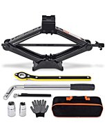 Car Jack Kit Scissor Jack for Car 2 Ton (4409 lbs) Tire Jack Tool Kit Universal Car Emergency Kit with Lug Wrench Tire Changing Kit for Car SUV MPV