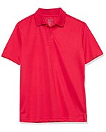 IZOD Boys' School Uniform Short Sleeve Polo Shirt, Button Closure, Moisture Wicking Performance Material, Fade Resistant, Red, 4