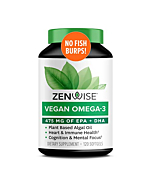 Zenwise Vegan Omega-3 Plant Based Fish Oil Alternative Marine Algal Source for EPA and DHA Fatty Acids - Burpless Supplement for Brain Health, Joint Support, Immune System, Heart & Skin - 120 ct