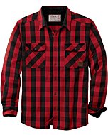 Legendary Whitetails Men's Tough As Buck Flannel Shirt in Red Buffalo Check - Front View