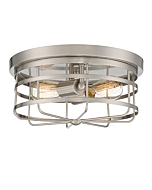 DESIGNERS FOUNTAIN Tanner 2-Light Flush Mount Ceiling Light, Satin Platinum, 1264-SP