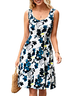 Herou Sleeveless Dresses for Women Casual Summer A-Line Sleeveless Wide Strap Skater Dresses Flower-31 Small