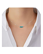 Dainty Real Turquoise Crystal 925 Sterling Silver Choker Collar Necklace and Women Spiritual Healing Chakra Crystal Stone December Birthstone Necklace Box Chain Jewelry Gift for Women Teen Girls