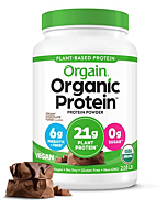 Orgain Organic Vegan Protein Powder, Creamy Chocolate Fudge - 21g of Plant Based Protein, Low Net Carbs, Non Dairy, Gluten Free, No Sugar Added, Soy Free, Kosher, Non-GMO, 2.03 Lb (Packaging May Vary)