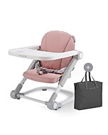 Toddler Booster Seat for Dining Table, Portable High Chair Travel Booster Seat with Aluminum Alloy Frame, Soft Knitted Cushion and Adjustable Height&Tray, Easy to Clean(Pink)