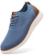 VILOCY Men's Casual Dress Sneakers Oxfords Business Shoes Lace Up Lightweight Comfortable Breathable Walking Knit Mesh Fashion Sneakers Tennis Light Blue,EU43