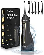 Water Dental flosser for Teeth Cleaning - Oralfree Braces Care, Cordless Portable Rechargeable Oral Irrigator 4 Modes 5 Tips IPX7 Waterproof Powerful Battery Water Teeth Cleaner Pick for Home Travel