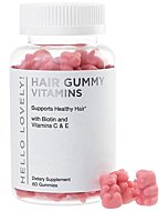 Hello Lovely! Hair Vitamins Gummies with Biotin 5000 mcg Vitamin E & C Support Hair Growth, Premium Vegetarian, Non-GMO, for Stronger, Beautiful Hair & Nails, Red Berry Supplement - 60 Gummy Bears