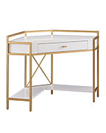 Leick Home 9230-WTGL Claudette Mixed Metal and Wood Desk, White/Gold