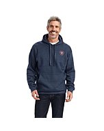 ARIAT Men's Hooded Sweathshirt, US of A-Navy Heather, Large