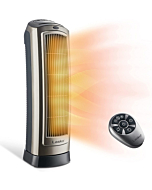 Digital Ceramic Tower Heater for Home with Adjustable Thermostat, Timer and Remote Control, 23 Inches, 1500W, Silver