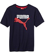 PUMA Big Boys' Big Cat Logo T-Shirt,Navy,Large