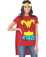 Rubie's womens Dc Comics Wonder Woman T-shirt With Cape and Headband Adult Sized Costumes, Red, X-Large US