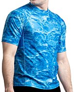 Aqua Design Mens Rash Guard Sun Shirt: Short Sleeve Swim Top Rashguard for Men: Royal Ripple: Size X-Large