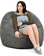 Jaxx Saxx 4 Ft Plush Round Bean Bag, 4-Foot, Microsuede Charcoal