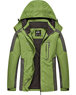 Diamond Candy Waterproof Rain Jacket Women Lightweight Outdoor Raincoat Hooded for Hiking Green S