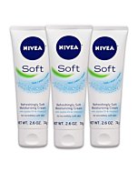 NIVEA Soft, Refreshingly Soft Moisturizing Cream, Body Cream, Face Cream, and Hand Cream, 3 Pack of 2.6 Oz Tubes