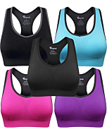 BAOMOSI Women's Seamless Racerback Sports Bra High Impact Support Yoga Gym Workout Fitness Black Blue Grey Purple Rose Red L