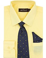 Alberto Danelli's Boys Long Sleeve Dress Shirt with Matching Tie and Handkerchief, 4, Canary