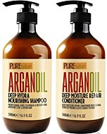 Luxurious argan oil shampoo and conditioner bottles