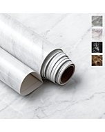 Marble Peel and Stick Wallpaper (39" x 118", High-Gloss, White) Self-Adhesive Renter