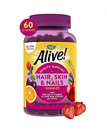 Nature’s Way Alive! Hair, Skin & Nails Gummies, Collagen & Biotin, Antioxidant Vitamins C & E, Strawberry Flavored, 60 Gummies