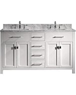 Virtu USA MD-2060-WMSQ-WH-NM Caroline Bathroom Vanity 60 inches White